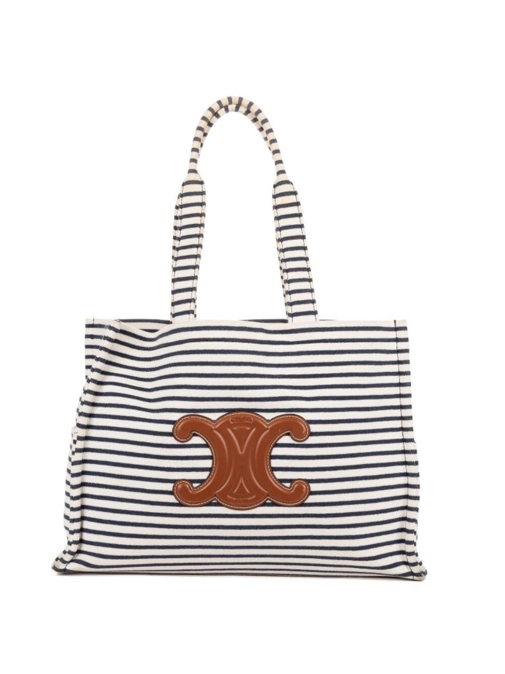 Celine Cabas Thais Tote White Blue Striped Canvas